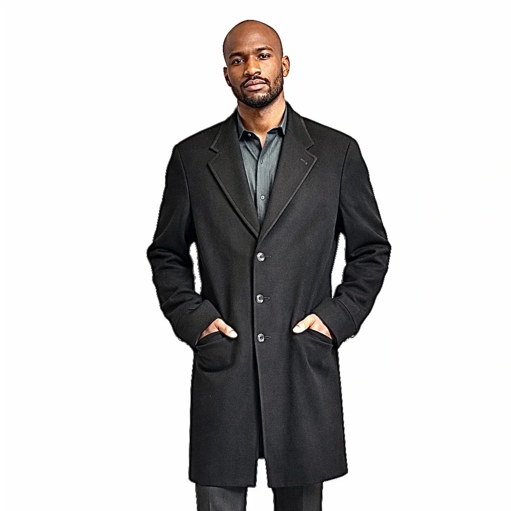 Giorgio Armani Vintage Wool Cashmere Dress Coat Black Size 44 Made in Italy